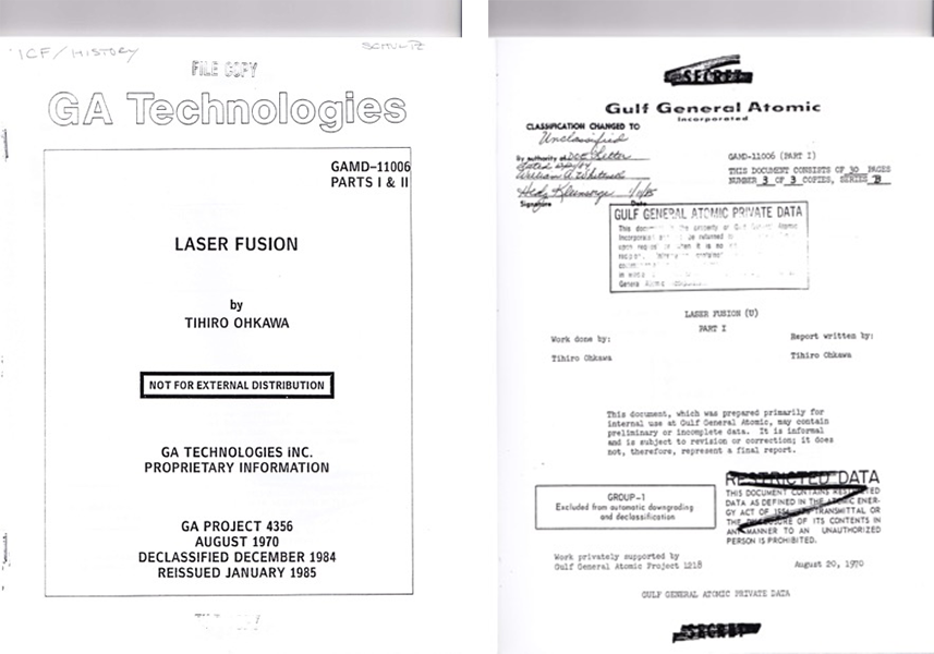 Ohkawa's GA internal report for laser fusion