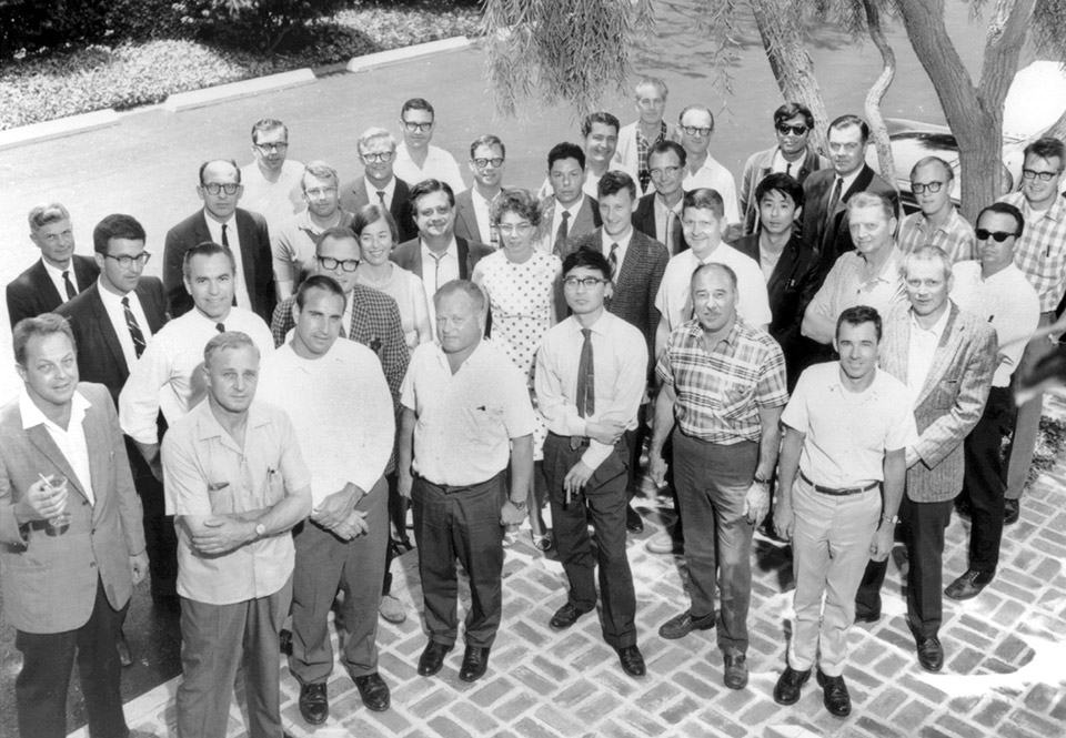 A farewell party in 1967 for some of those leaving the fusion program. Attempts have been made to identify people in the picture, but some are still unknown.